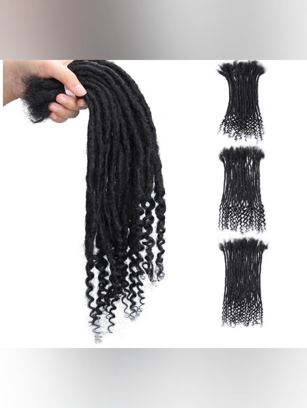 Human Hair Interlocking Loc Extensions Curly Ends Dreads 12" 40 Stands Natural B